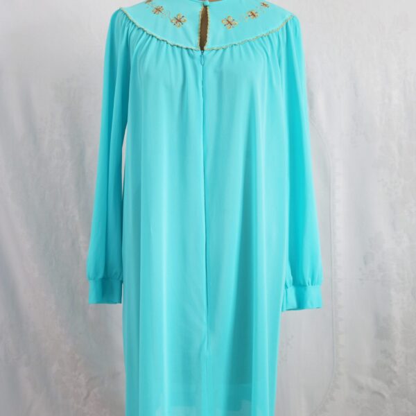 Vintage 1960's  Mod Blue Zip Front Lorraine Nightgown