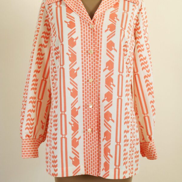 Vintage 1970's Orange Pattern Button Down Shirt by Pykette
