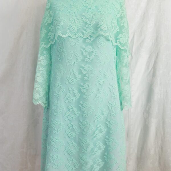 Vintage 60's Aqua Blue Carol Craig Mod Lace Bell Sleeve Dress