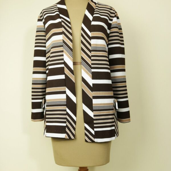 Vintage 70’s Shirt Brown Striped Cardigan Blazer