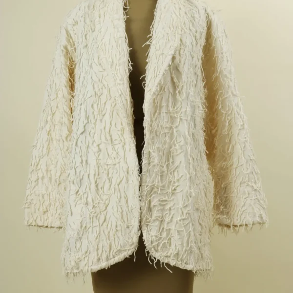 Vintage 90's Cream Car Couture Shaggy Fringe Blazer