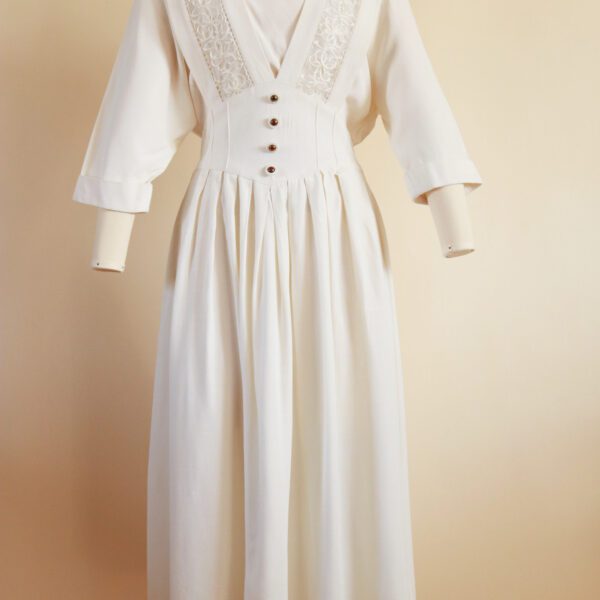 Vintage 80s Ivory Edwardian Inspired Dress By Nina Piccalino